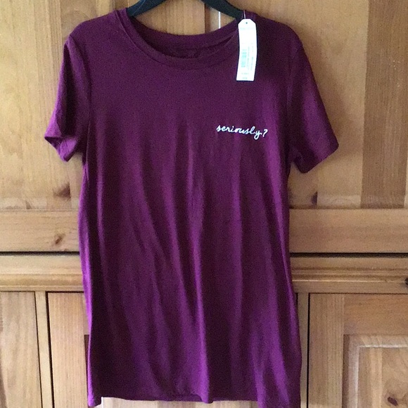 Juniors Maroon/Burgundy SERIOUSLY T-shirt XS NWT - Picture 1 of 4